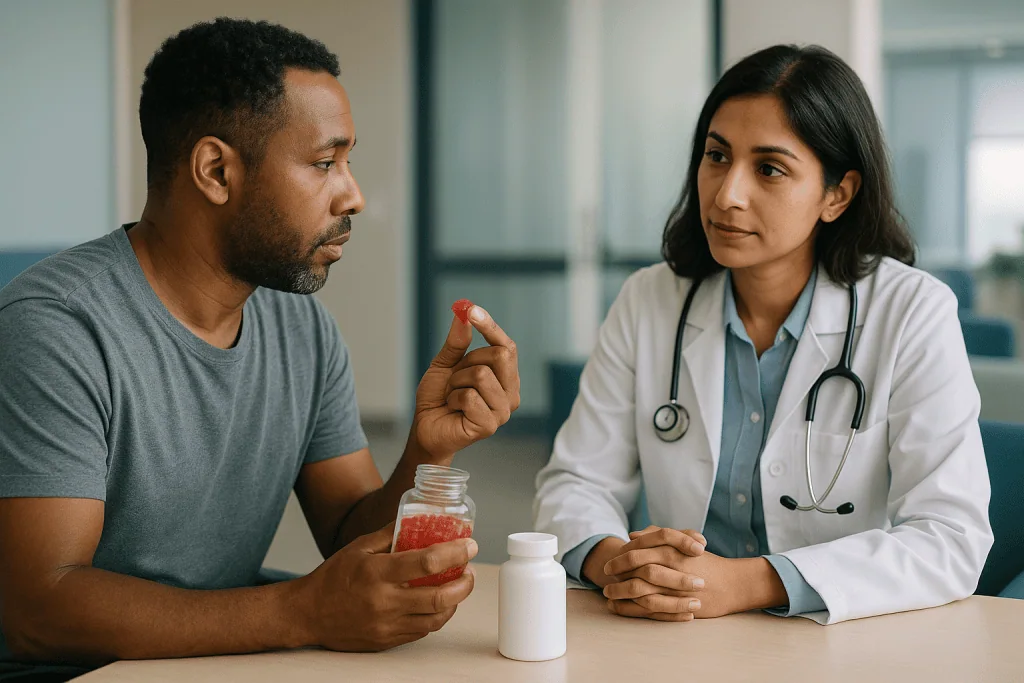 Doctor consulting patient about medication in clinic — What changed recently