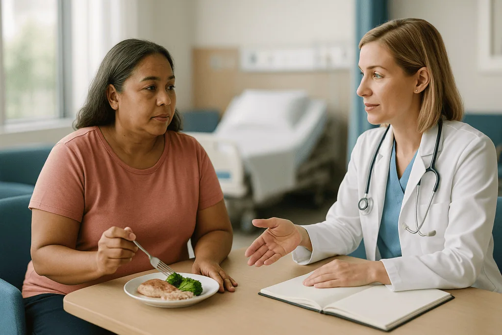 Doctor consulting patient about diet and meal planning: What changed recently