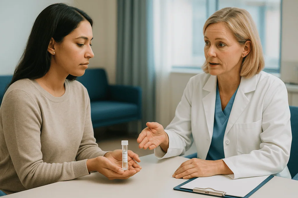 Doctor consulting patient about medical treatment in clinic: What changed recently