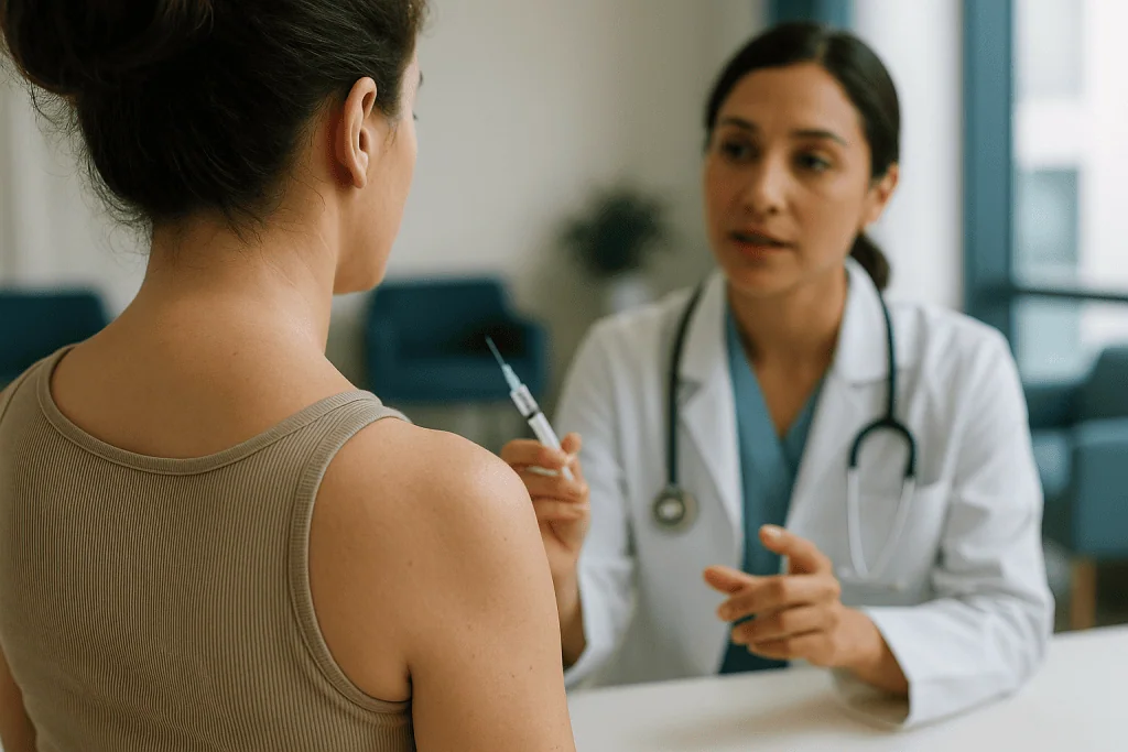 Doctor administering injection to patient's shoulder/arm: What changed recently