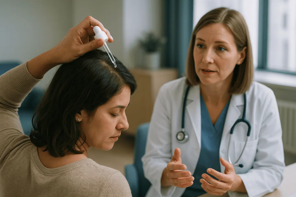 Doctor applying topical treatment to patient's scalp: What changed recently
