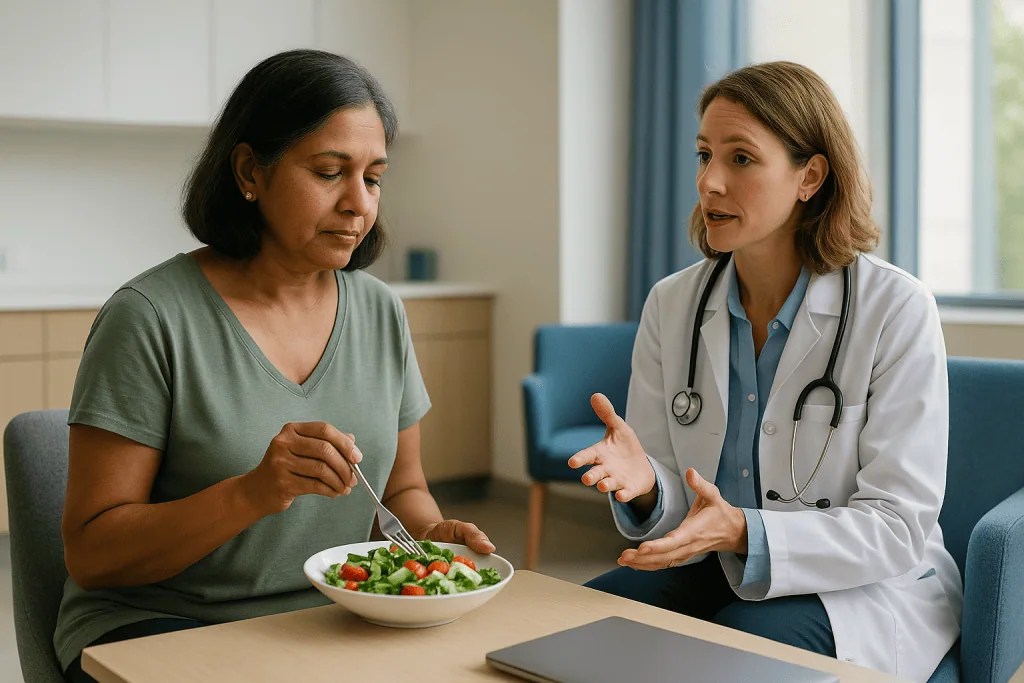 Doctor consulting patient about diet and nutrition: What changed recently in the low cortisol conversation