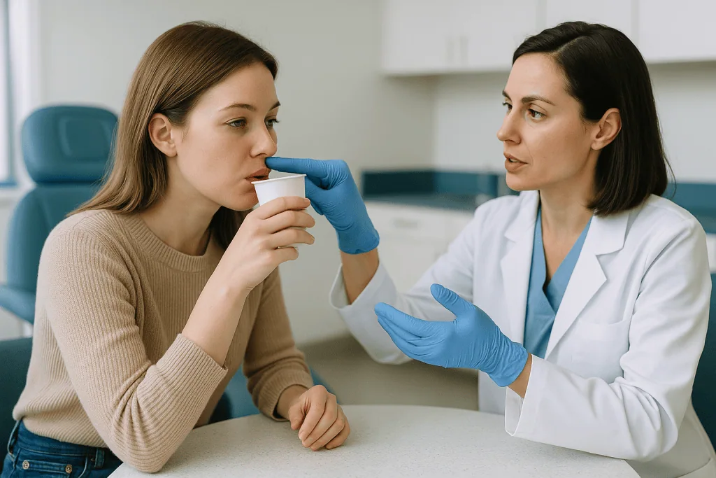 Doctor examining patient's mouth and lips in clinic — What changed recently to put lip flips in the spotlight