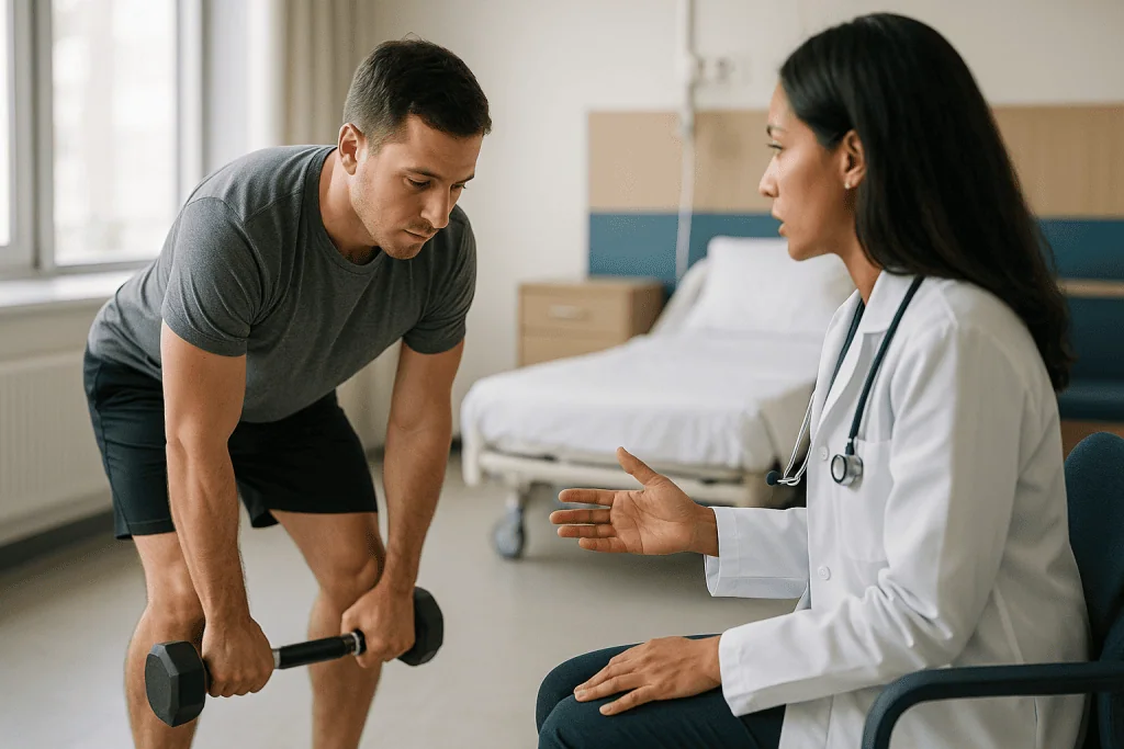 Physician instructing patient on dumbbell exercise form: What changed recently to put the RDL in the spotlight?