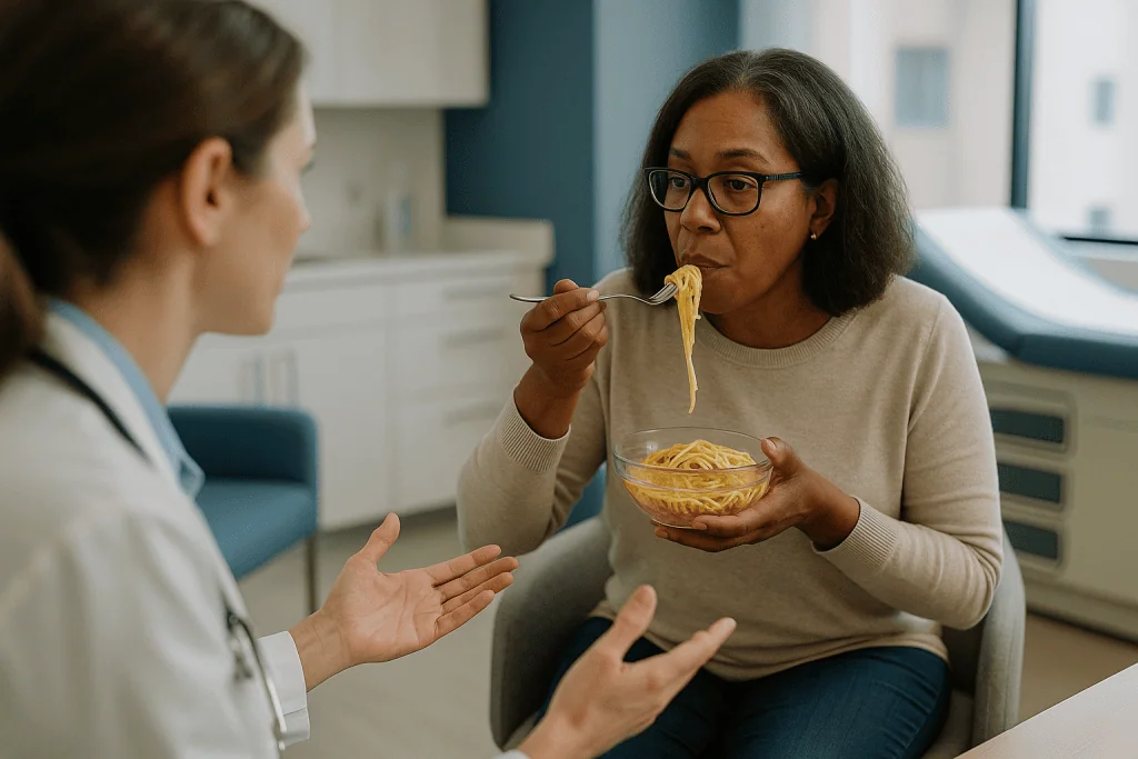 Patient consulting with healthcare provider about digestive health: What changed recently: why digestive enzymes are trendin