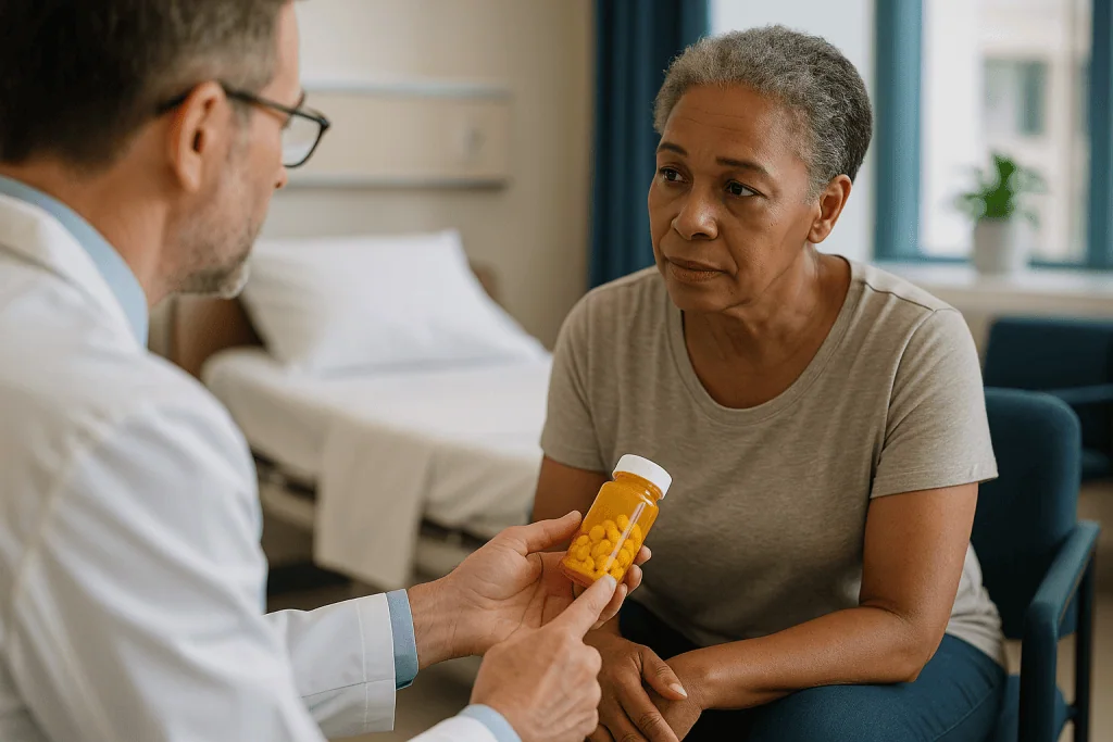 Doctor prescribing medication to middle-aged patient: What changed recently: why glucosamine and collagen are trending again