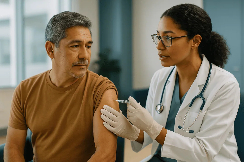 Healthcare provider administering vaccine injection to adult patient: What changed recently with dengue vaccines