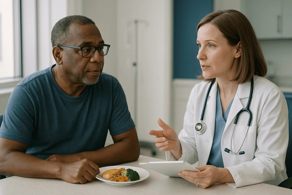 Doctor consulting patient about nutrition and health — What counts as a normal albumin level?