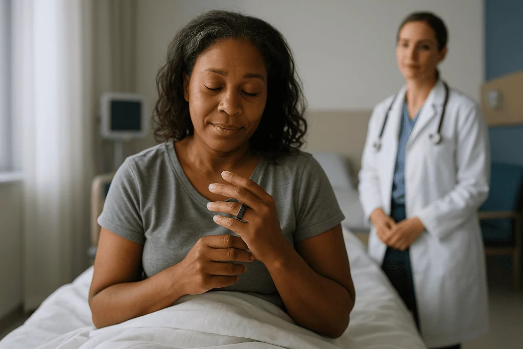 Patient experiencing chest pain during medical consultation: What does Oura measure well?