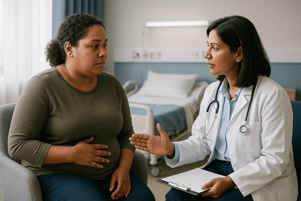 Doctor consulting patient in hospital room setting: What does remission actually mean? The four layers your care team looks 