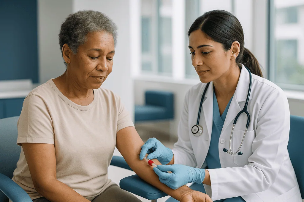 Doctor examining patient's arm during medical consultation — What does the albumin blood test actually measure?