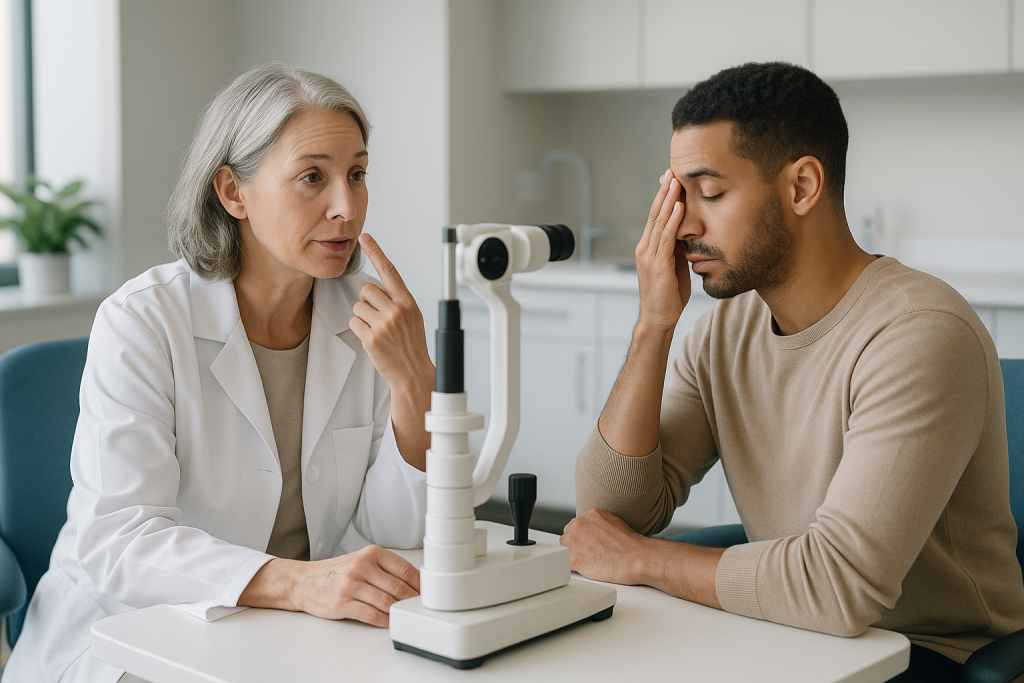 Ophthalmologist consulting male patient about eye condition: What happens if the cornea is too thin for any laser surgery?