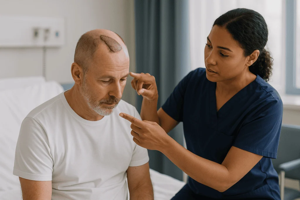 Healthcare provider examining patient's scalp wound: What is a flap check and what does the nurse look for?