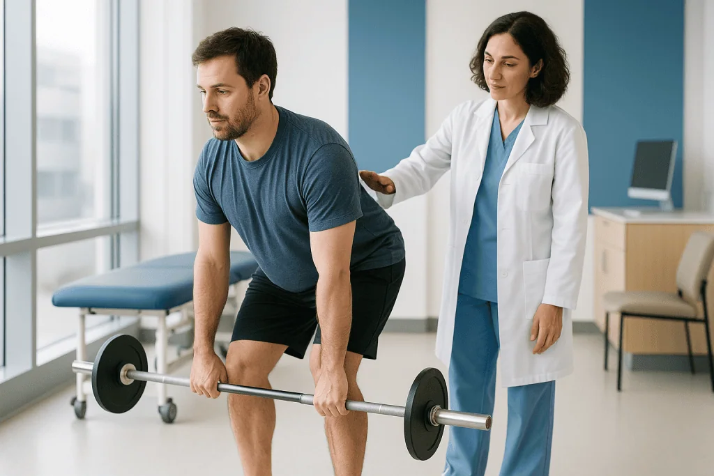 Physical therapist observing patient performing Romanian deadlift: What is a Romanian deadlift good for?