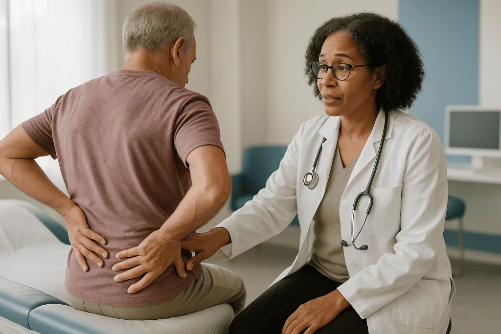 Doctor examining patient's lower back and sacral region: What Is Another Name for the Sacral Region?