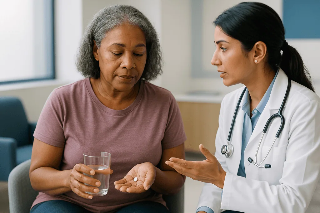 Doctor consulting patient about medication in clinical setting — What is orforglipron, and why an oral GLP-1 pill is a differ