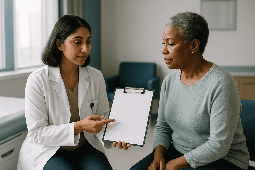Doctor consulting patient with clipboard in clinic — What is the TSH normal range?