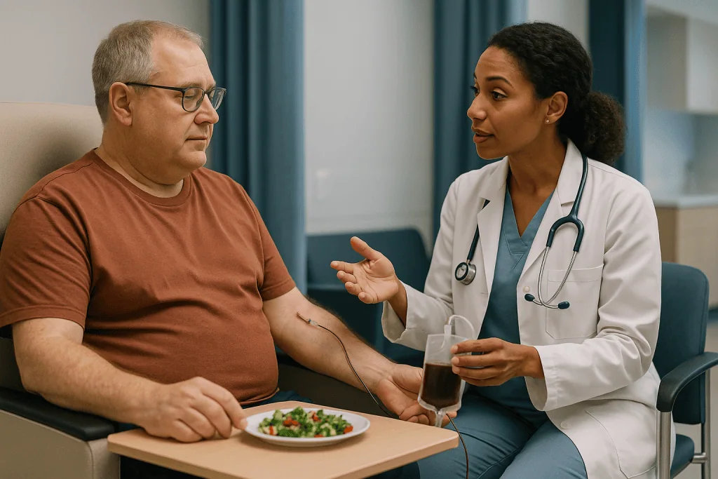 Doctor consulting patient about diet and health: What phlebotomy actually does, and where it reaches its limits