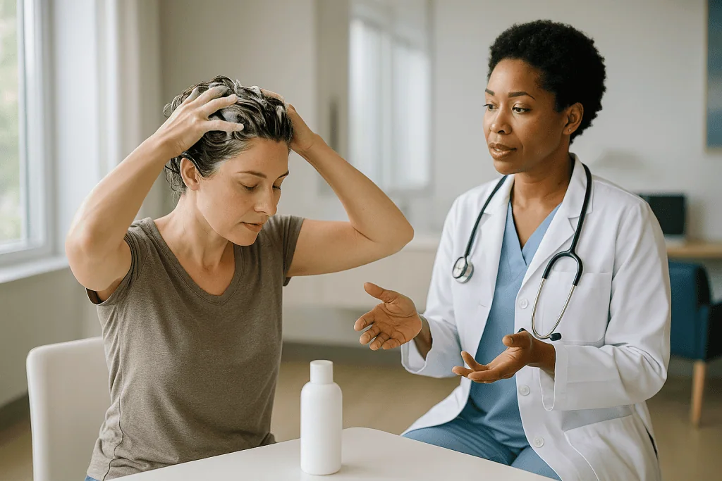 Dermatologist consulting patient about hair and scalp care — What Shampoo Actually Does — It's for Your Scalp, Not Your Hair