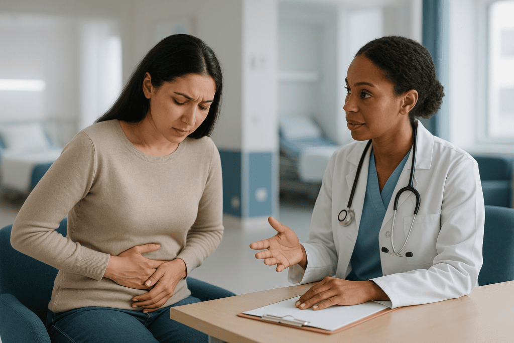 Female patient consulting with female physician in clinic: What stage of endometriosis causes infertility?