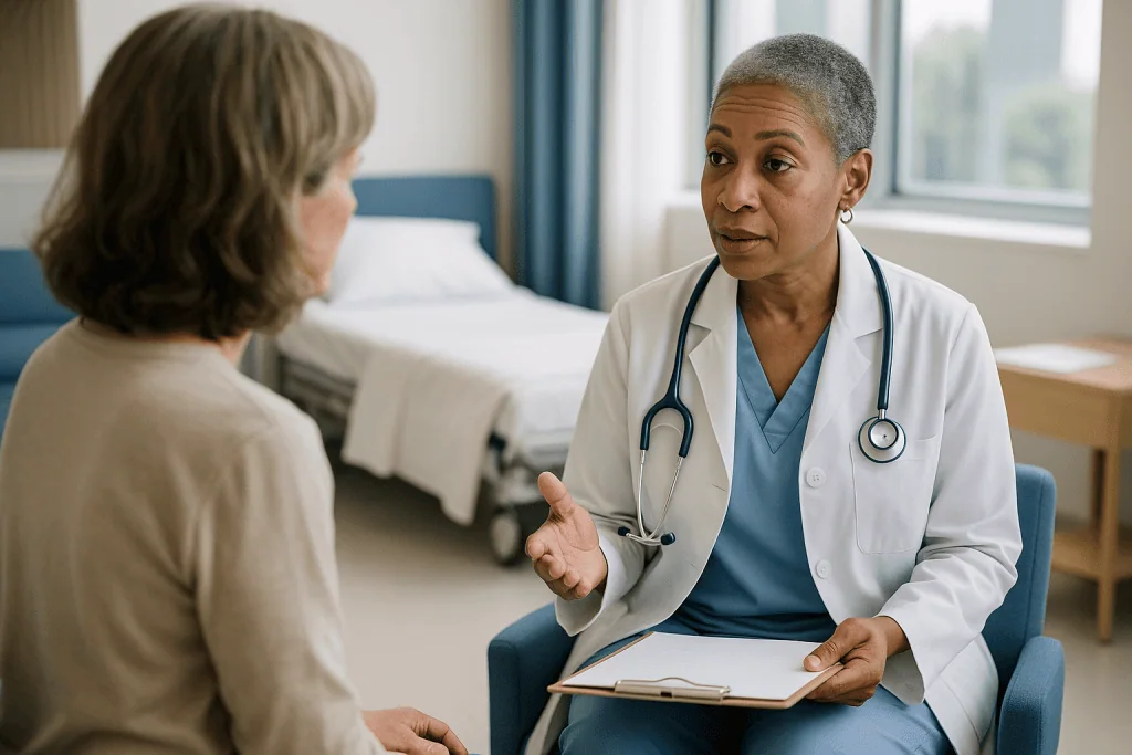 Doctor consulting with patient in hospital room: What the evidence actually says, graded