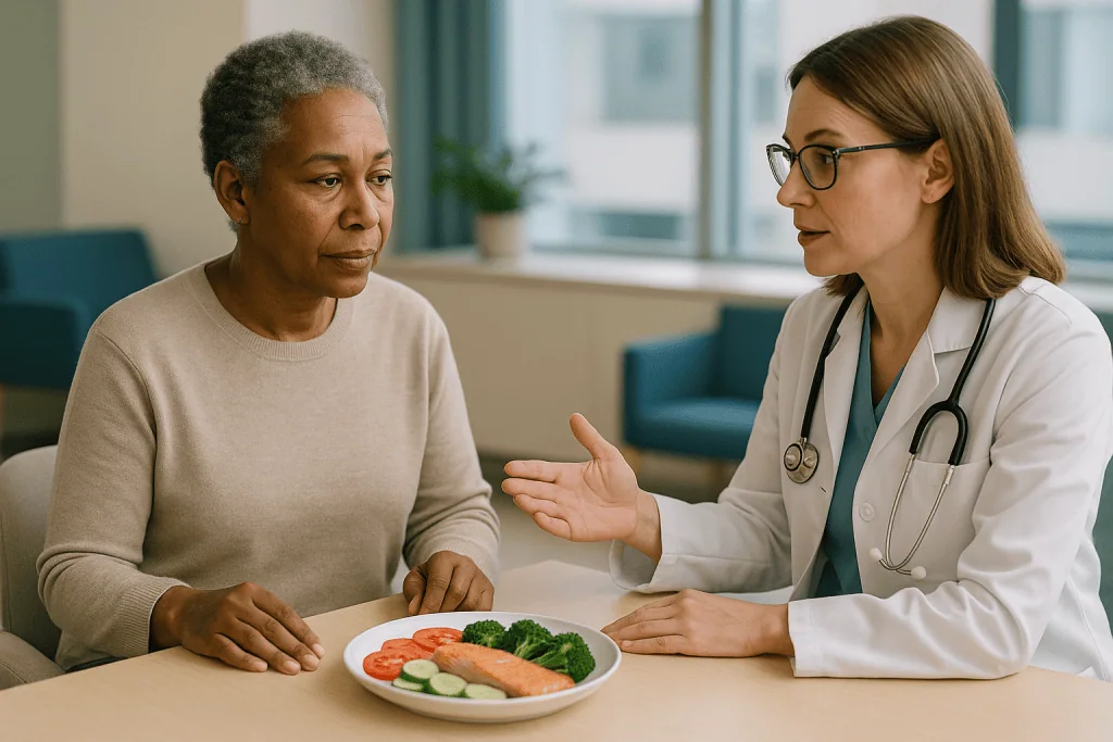 Doctor consulting patient about healthy food nutrition: What the evidence actually says, graded