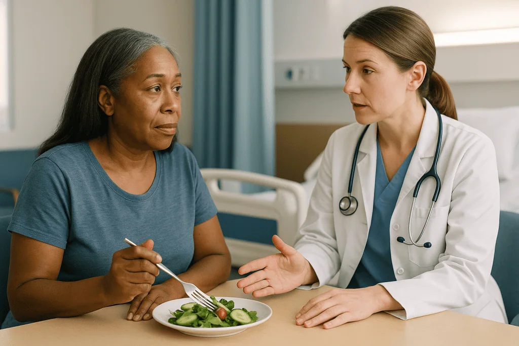 Doctor consulting patient about salad and nutrition: What von Willebrand factor actually does, and why a scalpel tests it