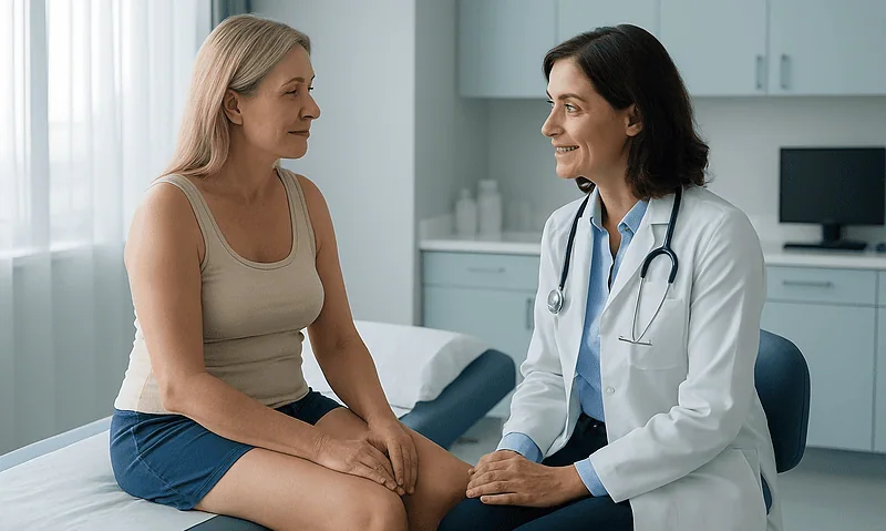 Doctor consulting with a patient in a medical office setting.