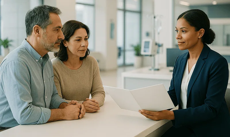 Patients consulting with a healthcare professional at Acibadem Hospital in Turkey.
