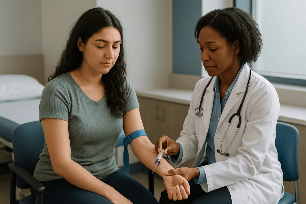 Doctor performing blood test on patient arm: Which blood tests come before spinal fusion and why they matter