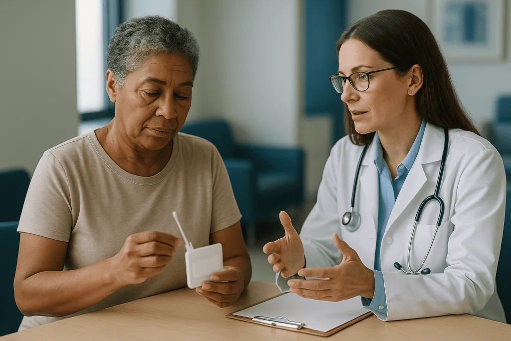 Doctor consulting patient with tablet in clinical setting: Which epigenetic clock is used in a biological age test?