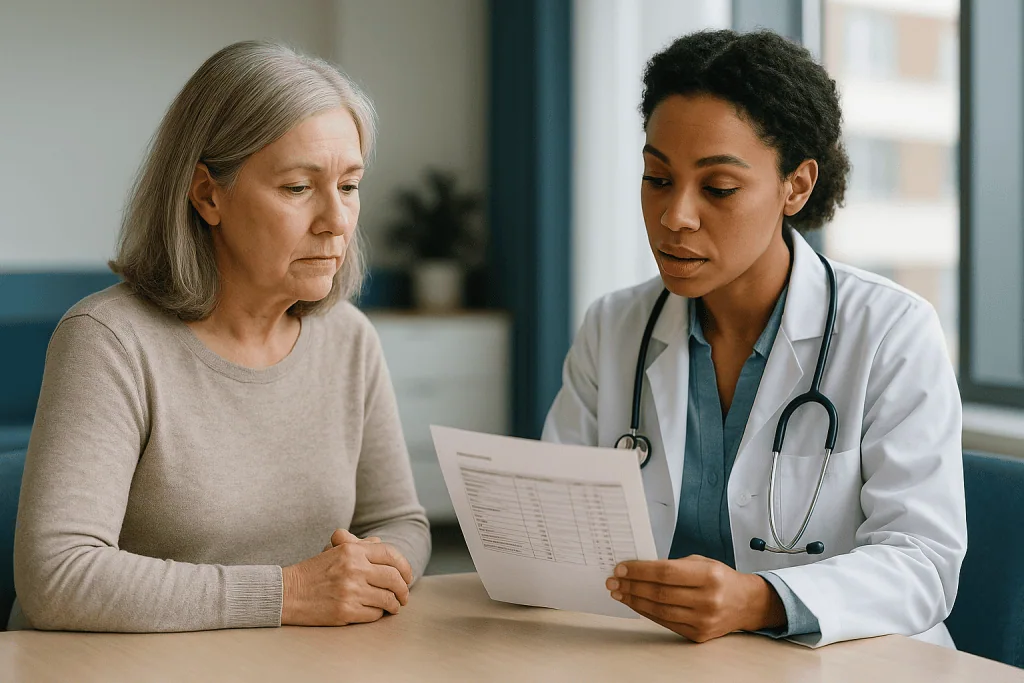 Doctor reviewing patient medical records during consultation: Which thyroid blood tests matter, and what do the numbers mean