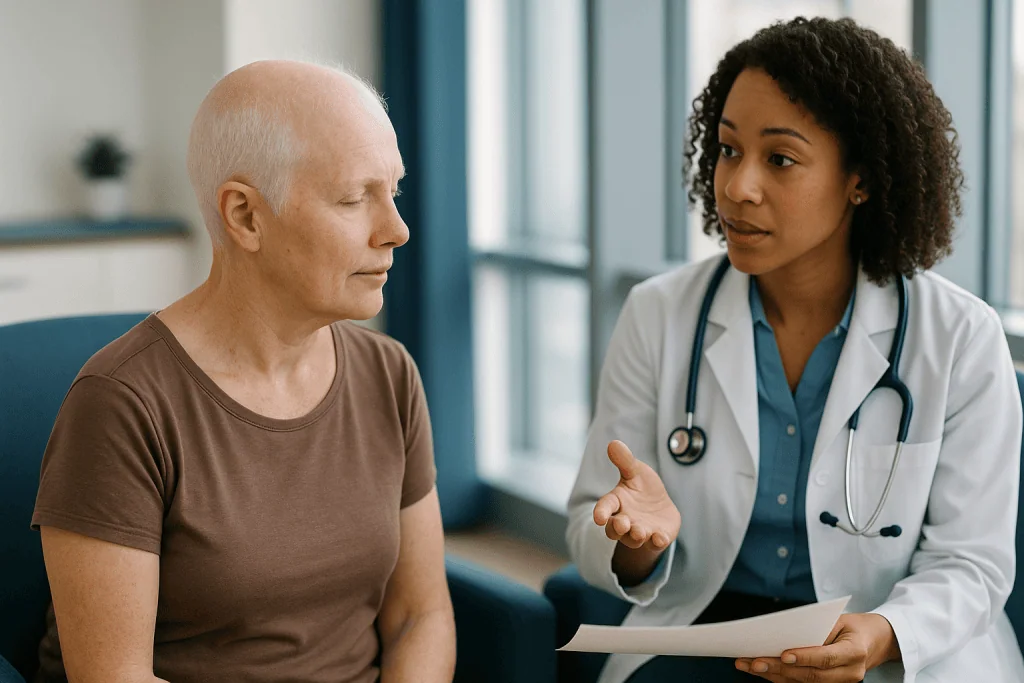 Doctor consulting with patient about medical results: White hair after alopecia areata: will the color come back?