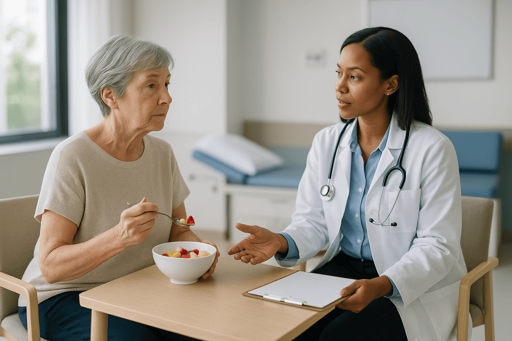 Doctor consulting elderly patient about nutrition: Who benefits most from this approach, and who should wait for evaluation 