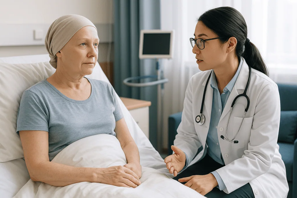 Doctor consulting with patient in hospital room: Who has surgery first, and who is usually asked to wait?