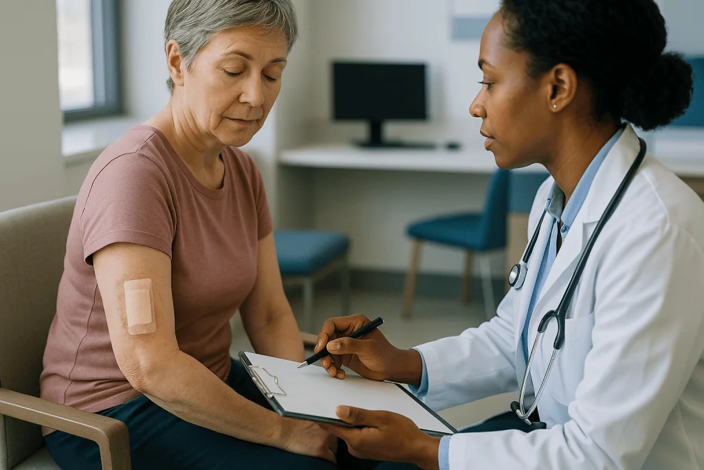 Doctor consulting with patient about medical records: Who has surgery straight away, and who is usually asked to wait?