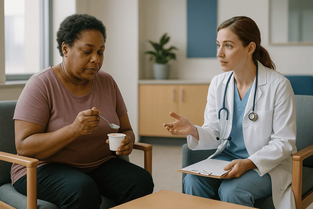 Doctor consulting patient about chronic pain management: Who is a multidisciplinary pain program usually for, and who is ask