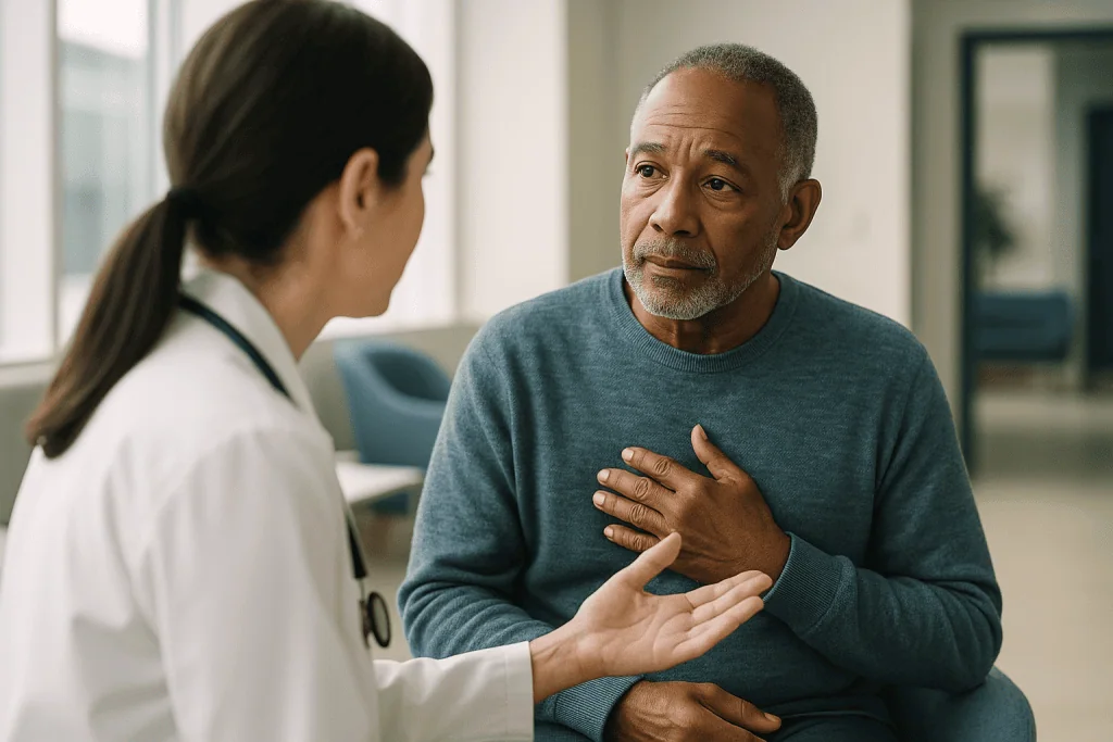Doctor consulting with patient about cardiac symptoms: Who is arrhythmia ablation usually for, and who is asked to wait?
