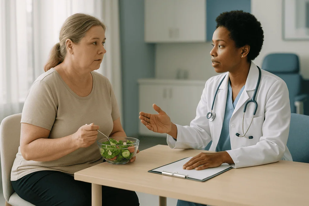 Doctor consulting patient about diet and nutrition: Who is not a J Plasma candidate yet, or is steered toward something else
