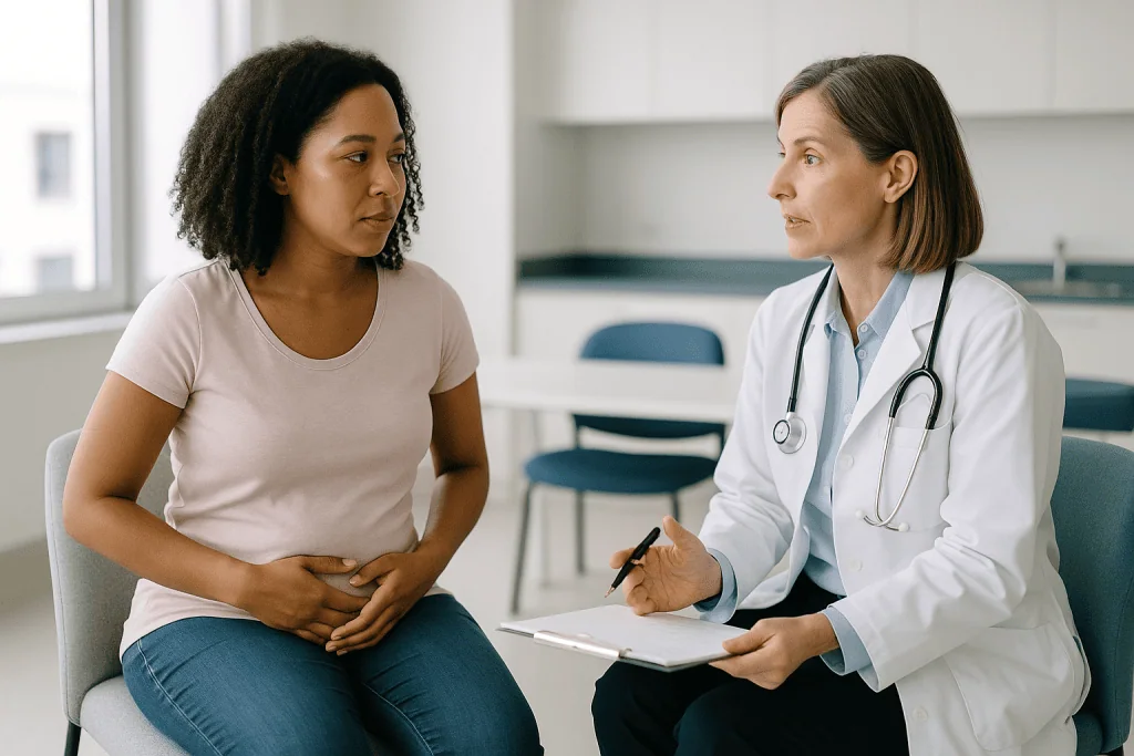 Female patient in consultation with female doctor in clinic: Who is tubal assessment usually for, and who is usually asked t