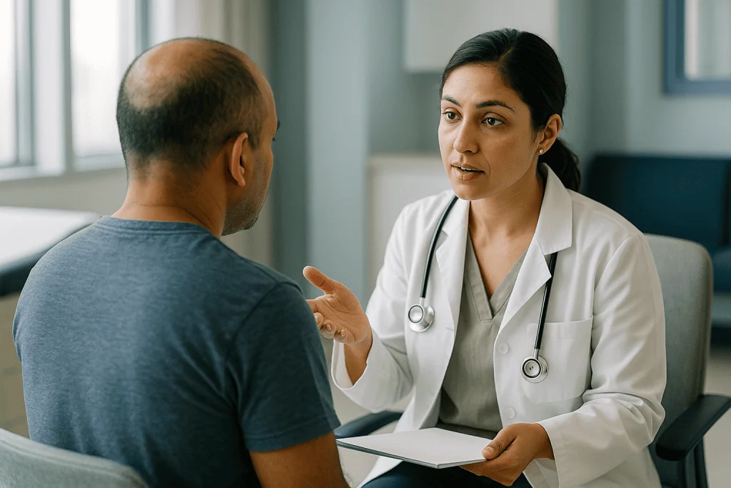 Doctor consulting patient in general medical setting: Who is usually a candidate, and who is usually asked to wait?