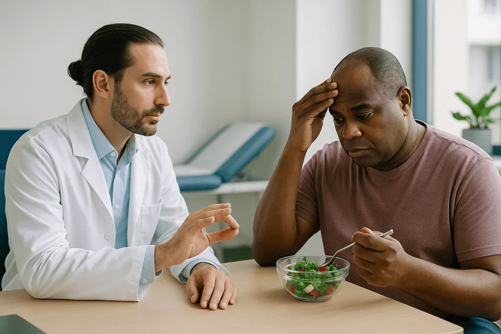 Doctor consulting patient about salad nutrition: Who is usually a candidate, and who is usually asked to wait