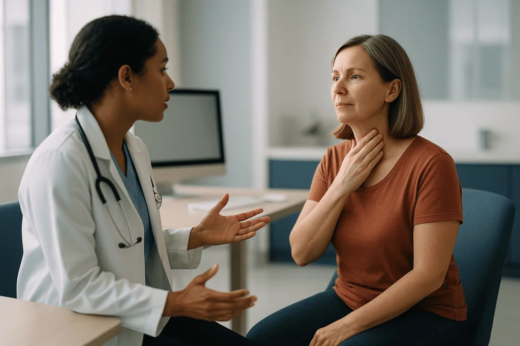 Doctor consulting patient about throat or neck concern: Who is usually a good candidate for robotic thyroidectomy?