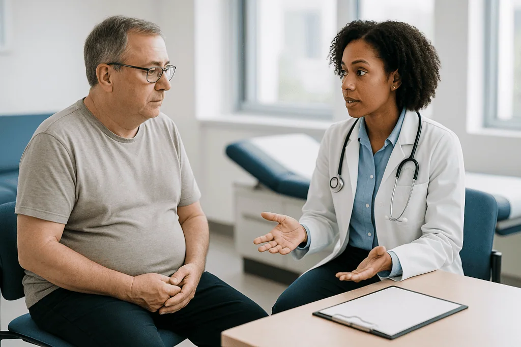 Doctor consulting male patient about medical condition: Who is usually diagnosed with adrenal insufficiency, and who is aske