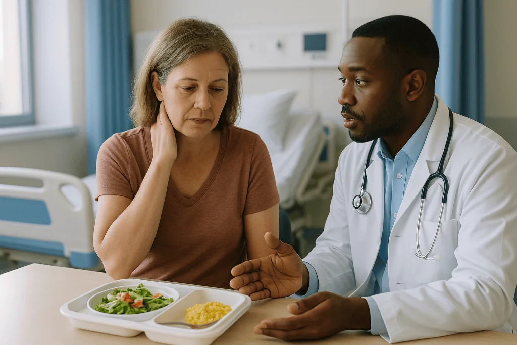 Doctor consulting patient about diet and nutrition: Who is usually offered parotidectomy, and who is asked to wait