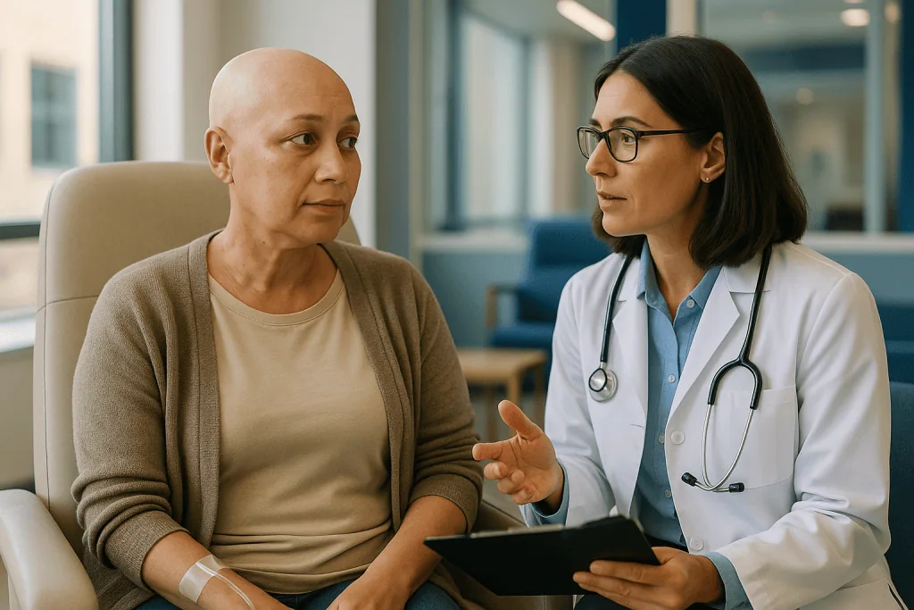 Doctor consulting with patient using tablet in clinic: Who needs treatment right away, and who is usually asked to wait?