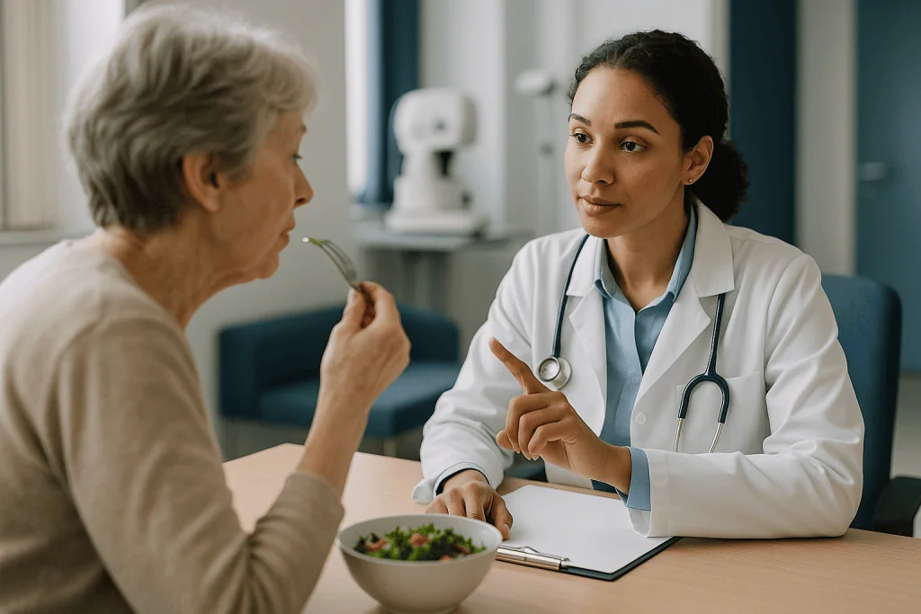 Doctor consulting elderly patient about nutrition and diet: Who should not get a multifocal IOL? The short list clinicians w