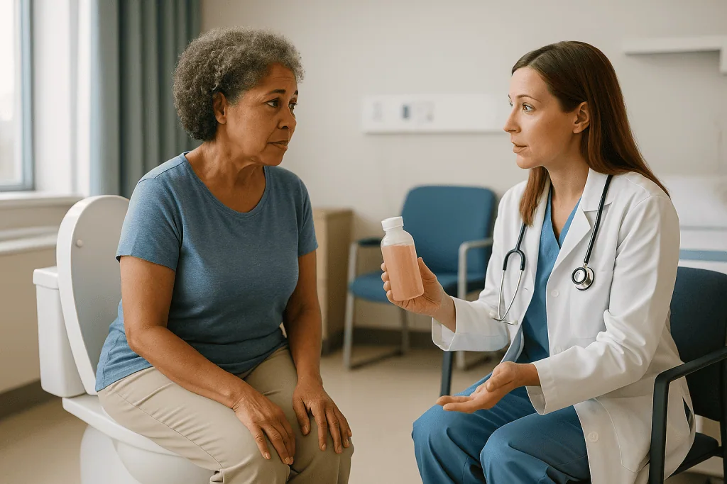 Doctor consulting patient in clinical setting: Who usually gets a full prep, who gets a modified bowel prep before surgery, 