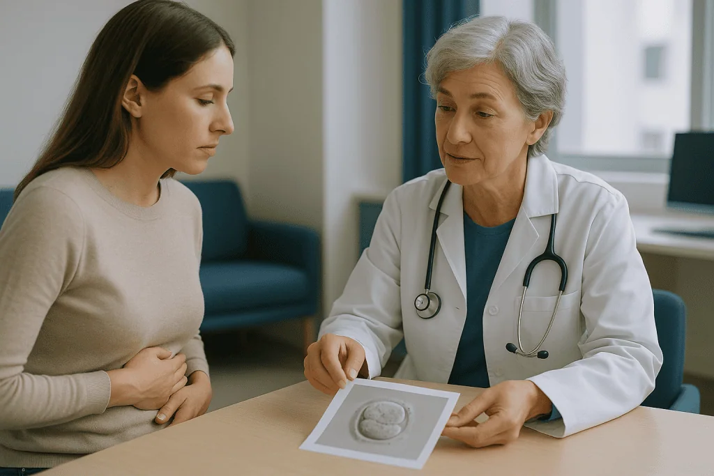 Doctor reviewing medical imaging with female patient: Why does age matter so much for IVF success?