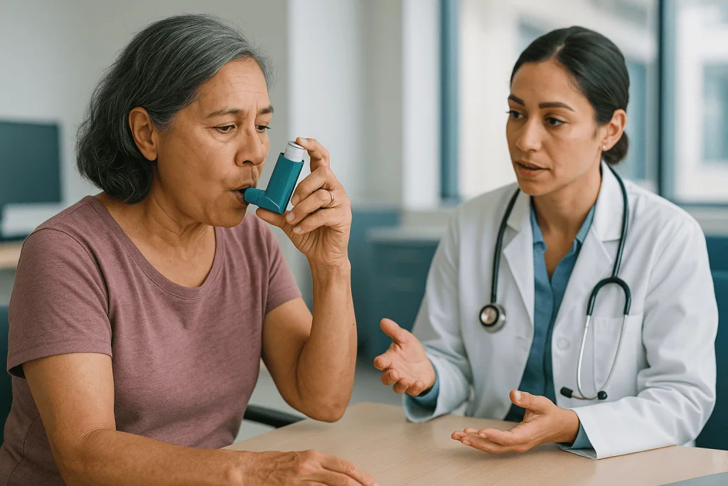 Patient demonstrating tremor symptoms to female neurologist: Why does an asthma inhaler leave your hands shaky?